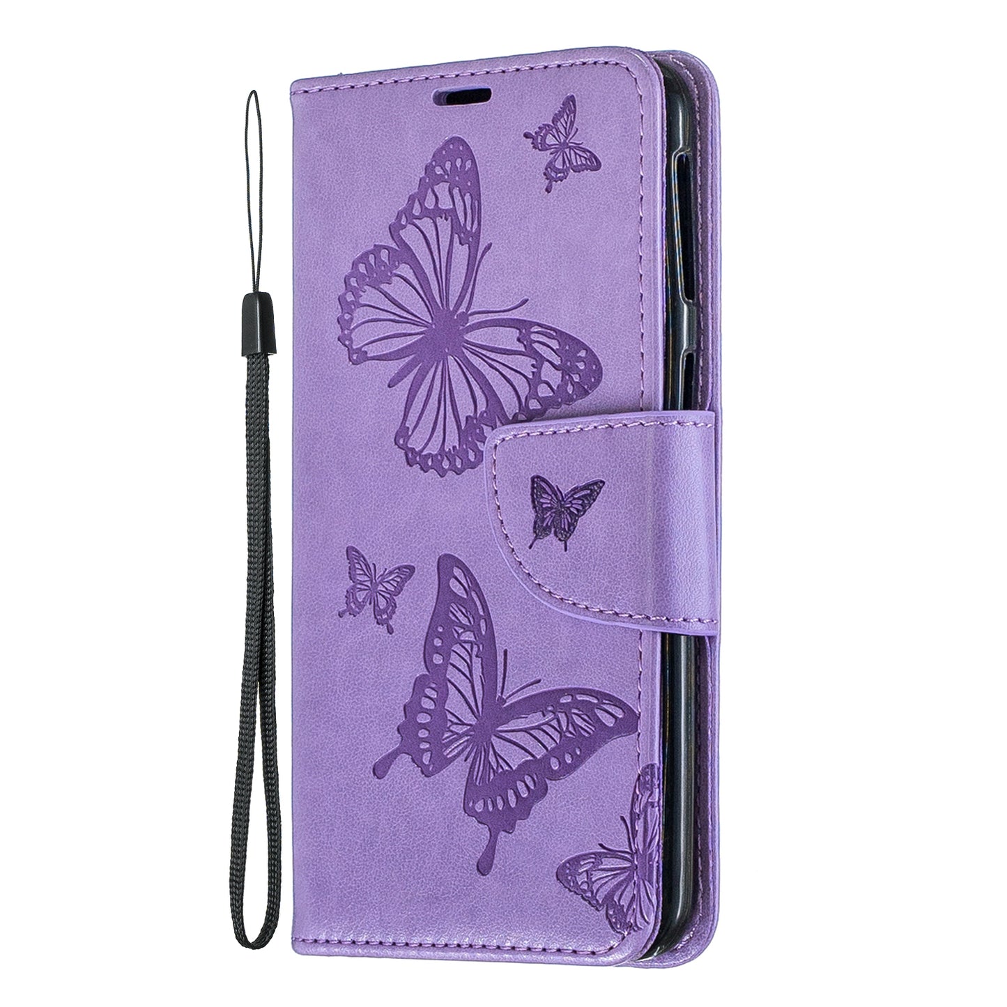 For Samsung Galaxy A40 PU Leather Imprint Butterflies Phone Case