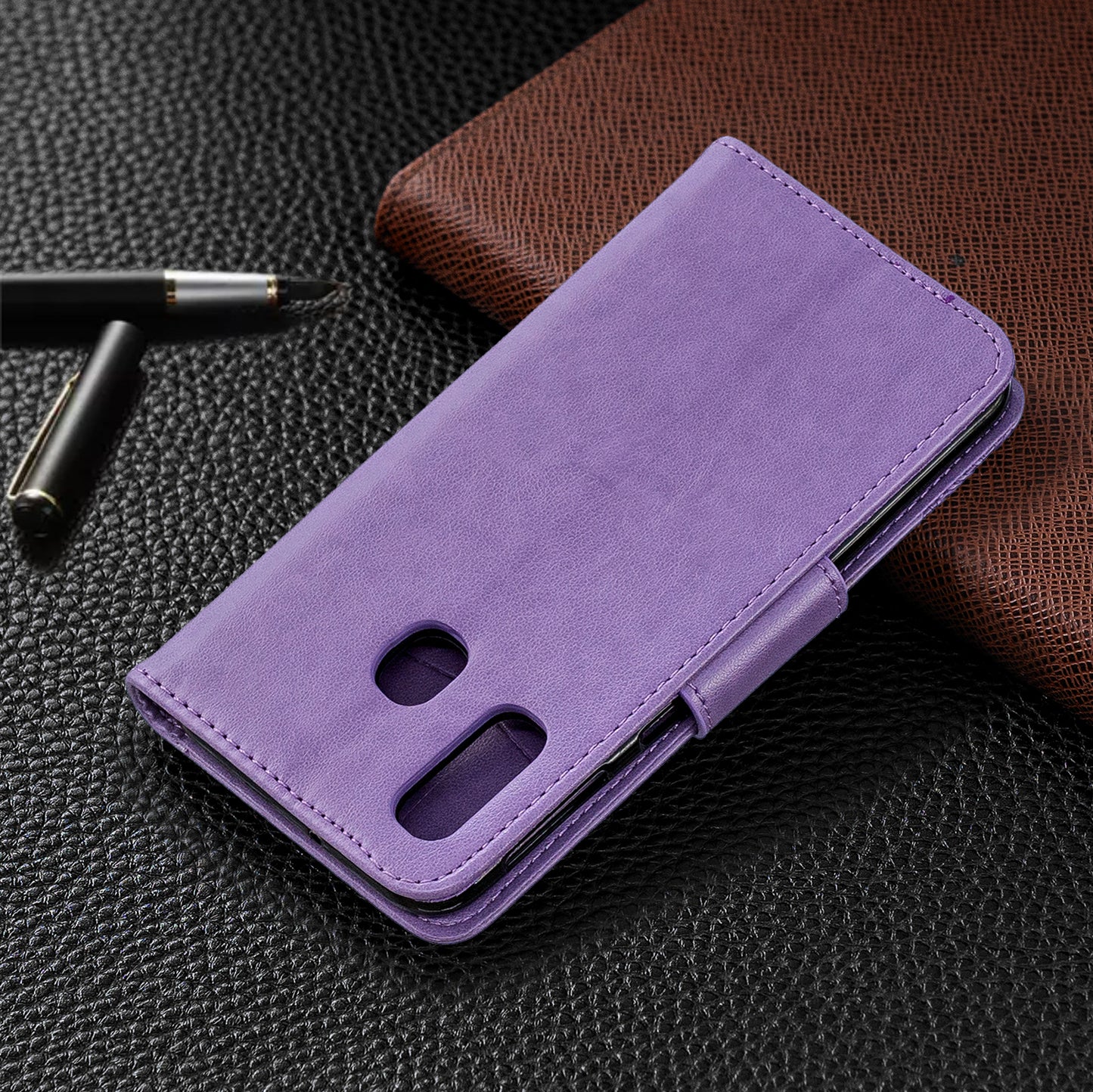 For Samsung Galaxy A40 PU Leather Imprint Butterflies Phone Case