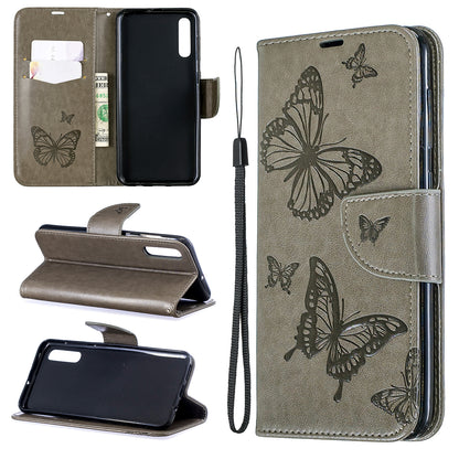 For Samsung Galaxy A50/A50s/A30s PU Leather Imprint Butterflies Phone Case