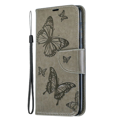 For Samsung Galaxy A50/A50s/A30s PU Leather Imprint Butterflies Phone Case