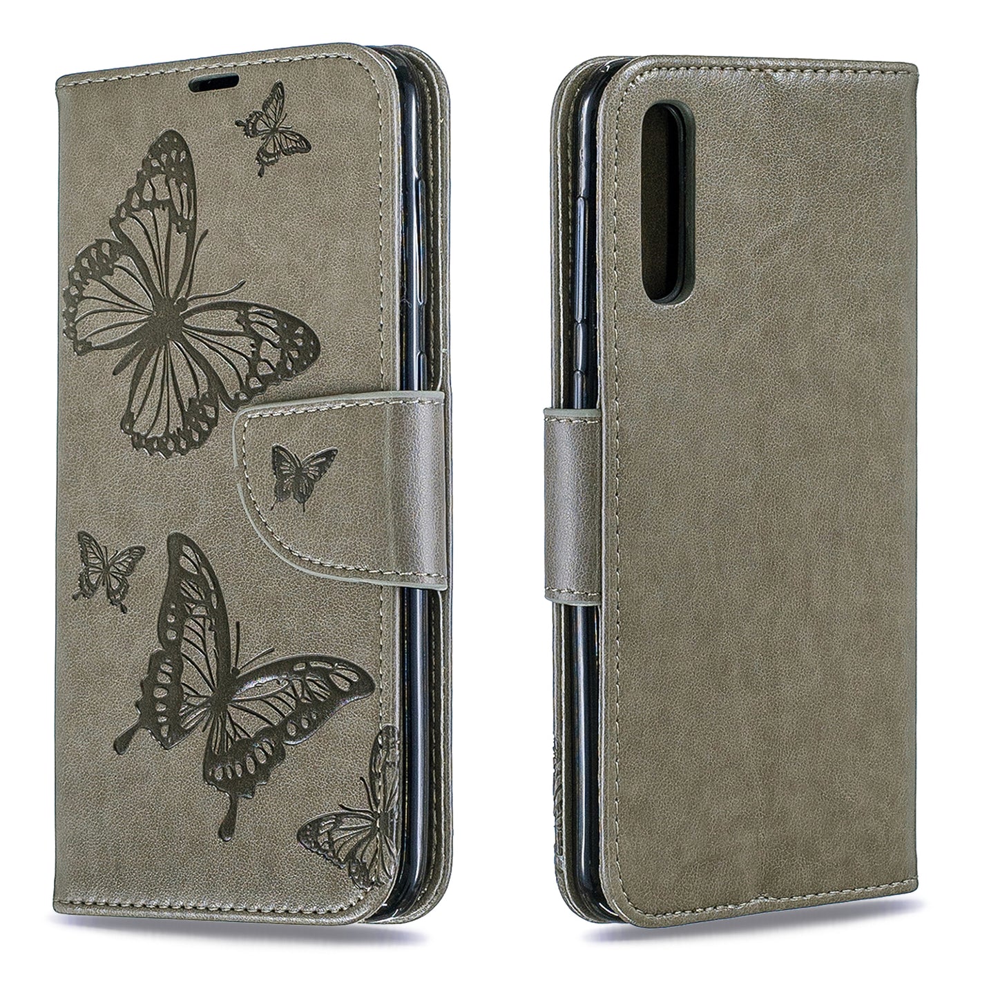 For Samsung Galaxy A50/A50s/A30s PU Leather Imprint Butterflies Phone Case