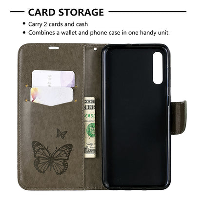 For Samsung Galaxy A50/A50s/A30s PU Leather Imprint Butterflies Phone Case