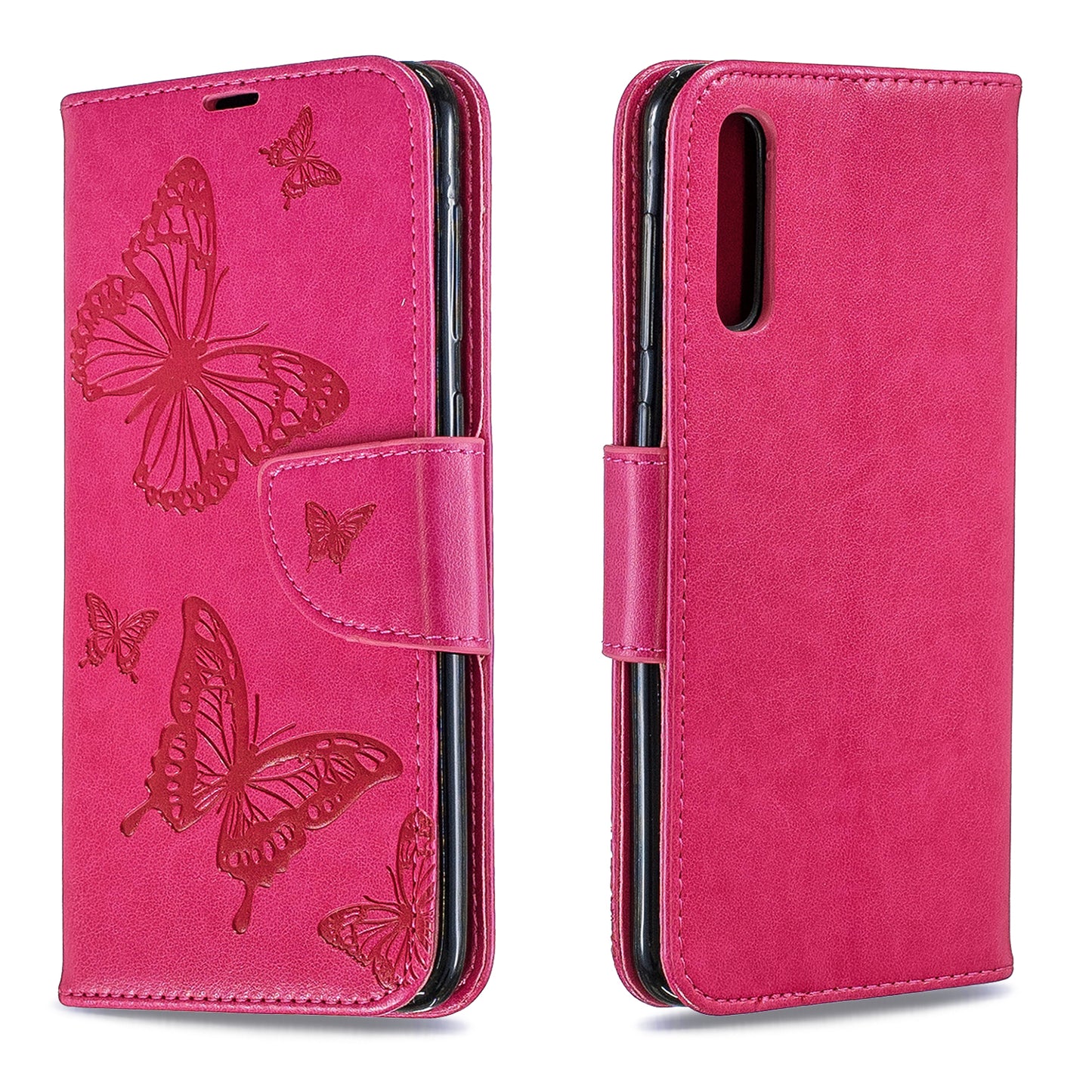 For Samsung Galaxy A50/A50s/A30s PU Leather Imprint Butterflies Phone Case
