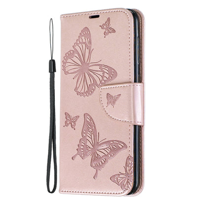 For Samsung Galaxy A50/A50s/A30s PU Leather Imprint Butterflies Phone Case