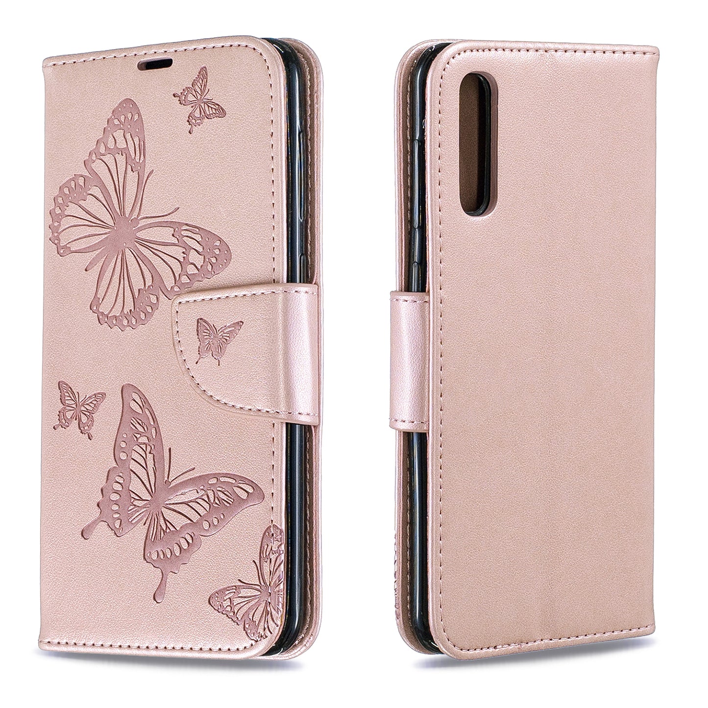 For Samsung Galaxy A50/A50s/A30s PU Leather Imprint Butterflies Phone Case