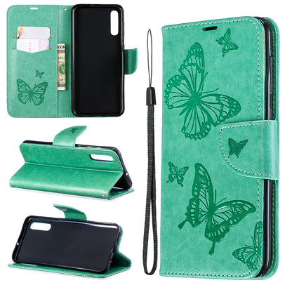 For Samsung Galaxy A50/A50s/A30s PU Leather Imprint Butterflies Phone Case