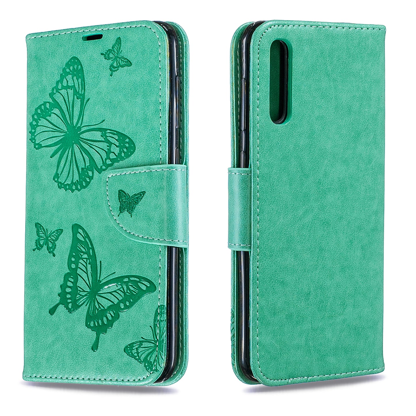 For Samsung Galaxy A50/A50s/A30s PU Leather Imprint Butterflies Phone Case