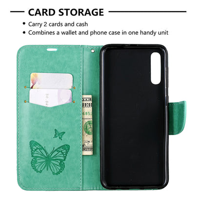 For Samsung Galaxy A50/A50s/A30s PU Leather Imprint Butterflies Phone Case