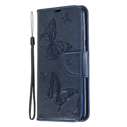 For Samsung Galaxy A50/A50s/A30s PU Leather Imprint Butterflies Phone Case