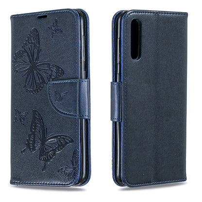 For Samsung Galaxy A50/A50s/A30s PU Leather Imprint Butterflies Phone Case