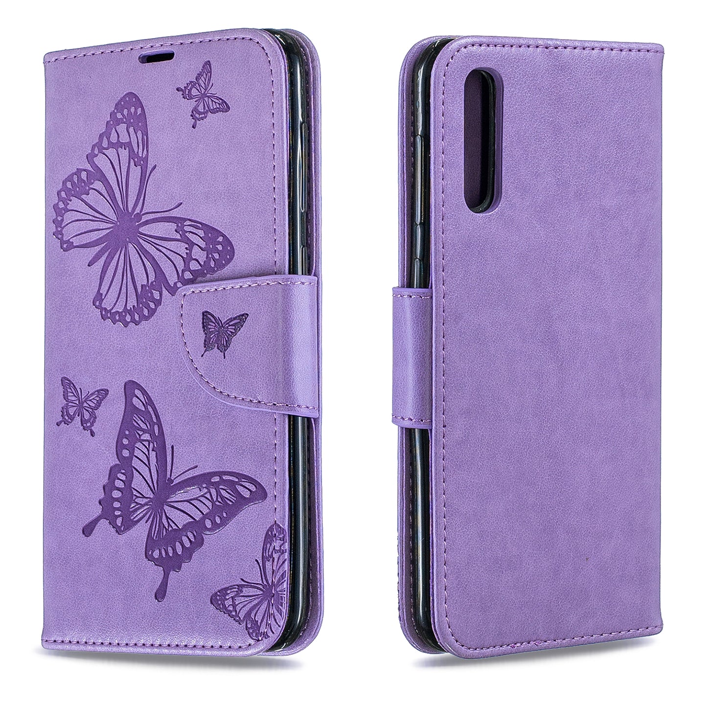 For Samsung Galaxy A50/A50s/A30s PU Leather Imprint Butterflies Phone Case