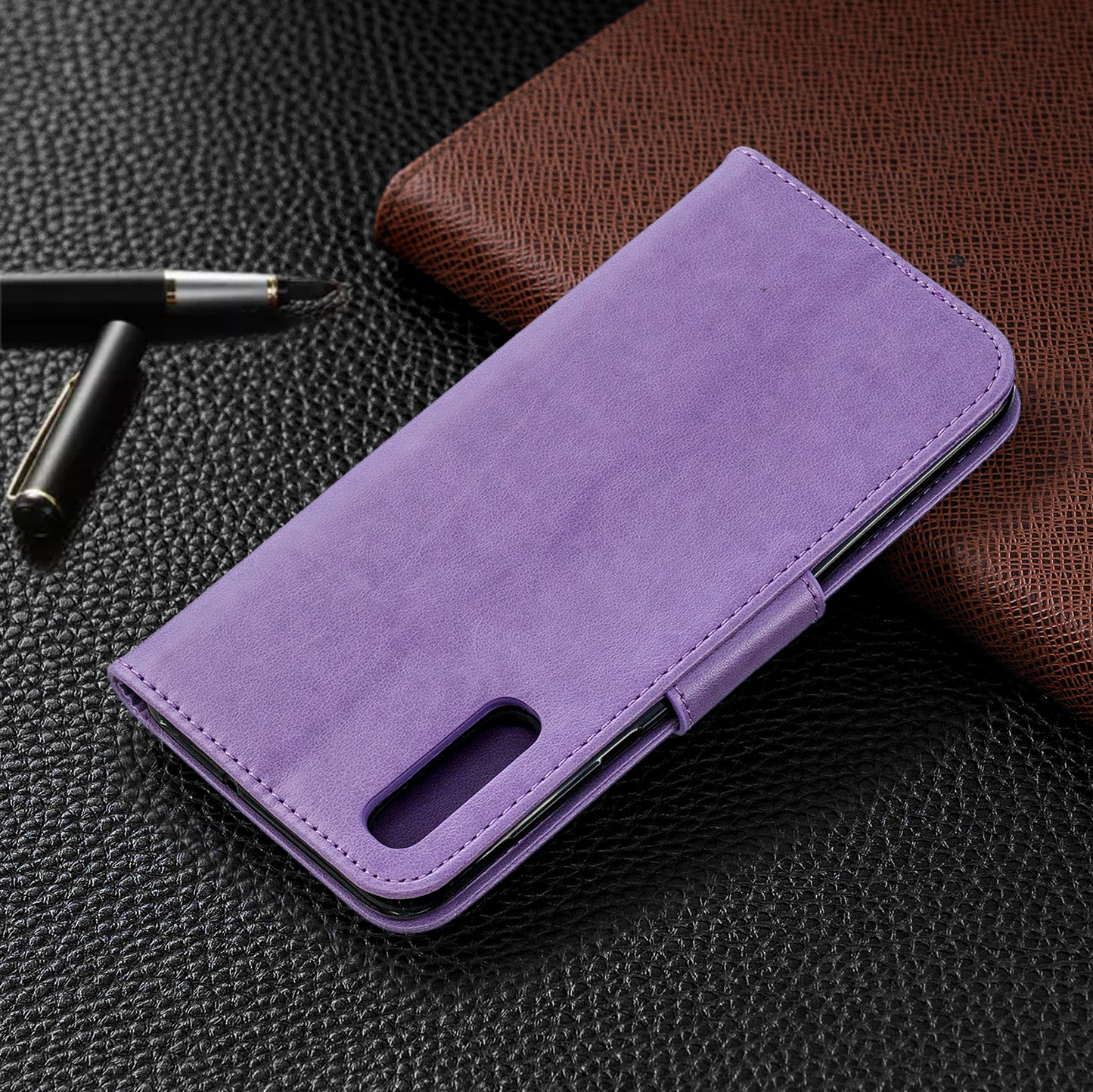 For Samsung Galaxy A50/A50s/A30s PU Leather Imprint Butterflies Phone Case