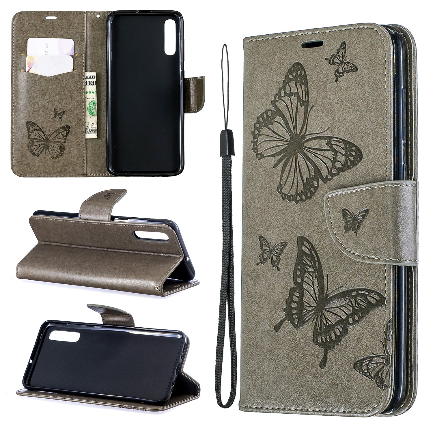 For Samsung Galaxy A70 PU Leather Imprint Butterflies Phone Case Butterflies Phone Case