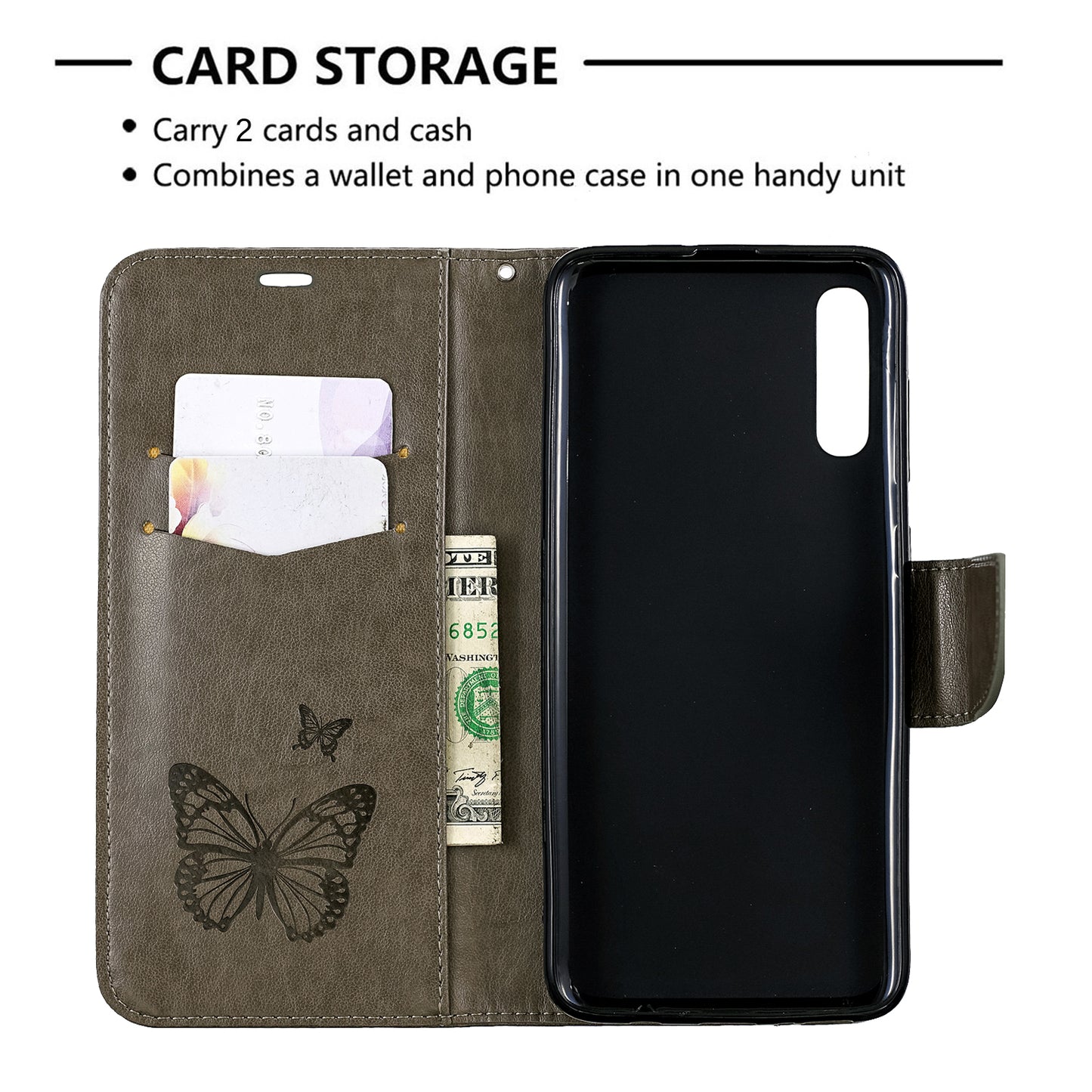 For Samsung Galaxy A70 PU Leather Imprint Butterflies Phone Case Butterflies Phone Case