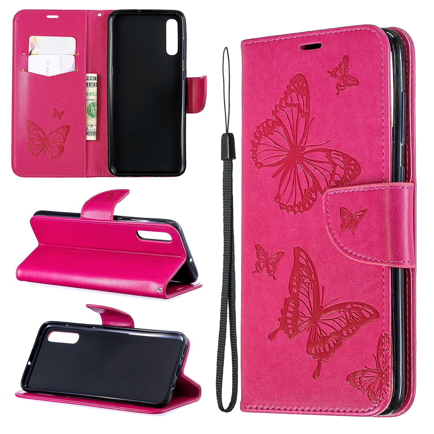 For Samsung Galaxy A70 PU Leather Imprint Butterflies Phone Case Butterflies Phone Case