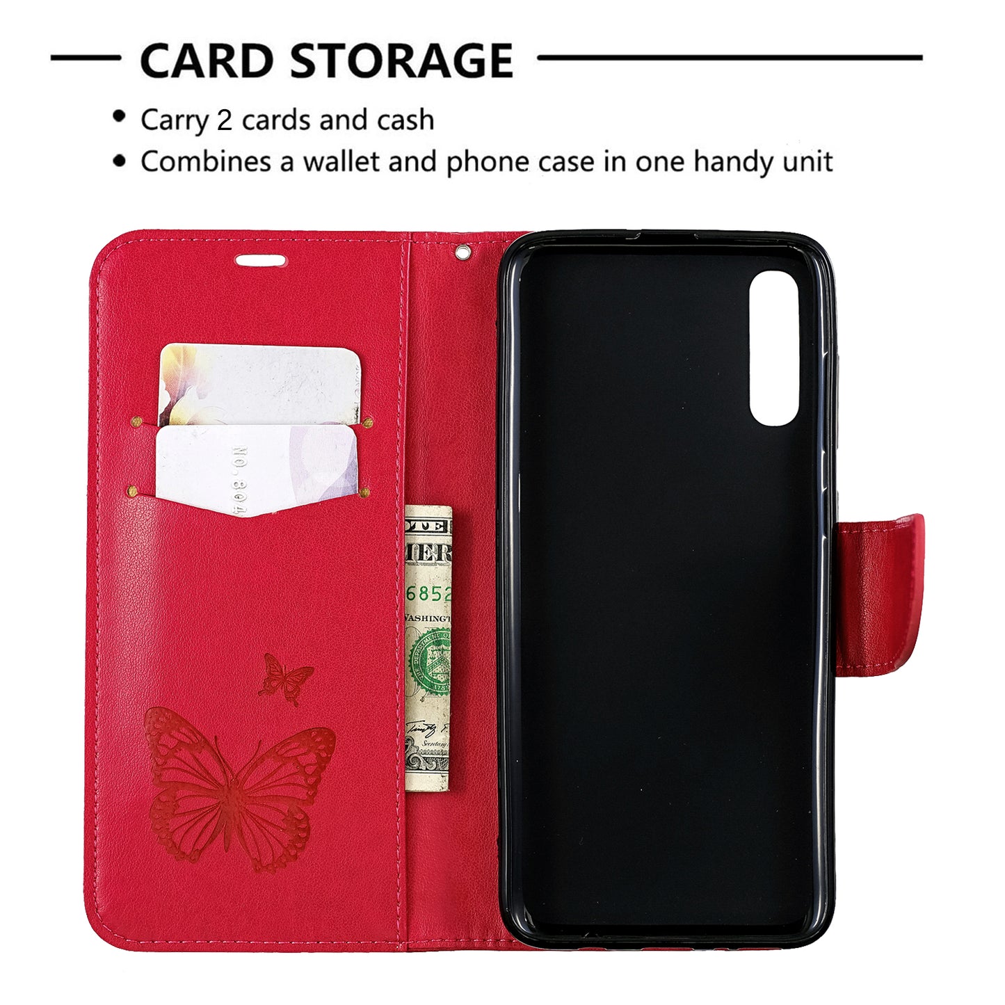 For Samsung Galaxy A70 PU Leather Imprint Butterflies Phone Case Butterflies Phone Case