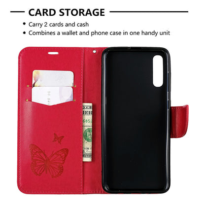 For Samsung Galaxy A70 PU Leather Imprint Butterflies Phone Case Butterflies Phone Case