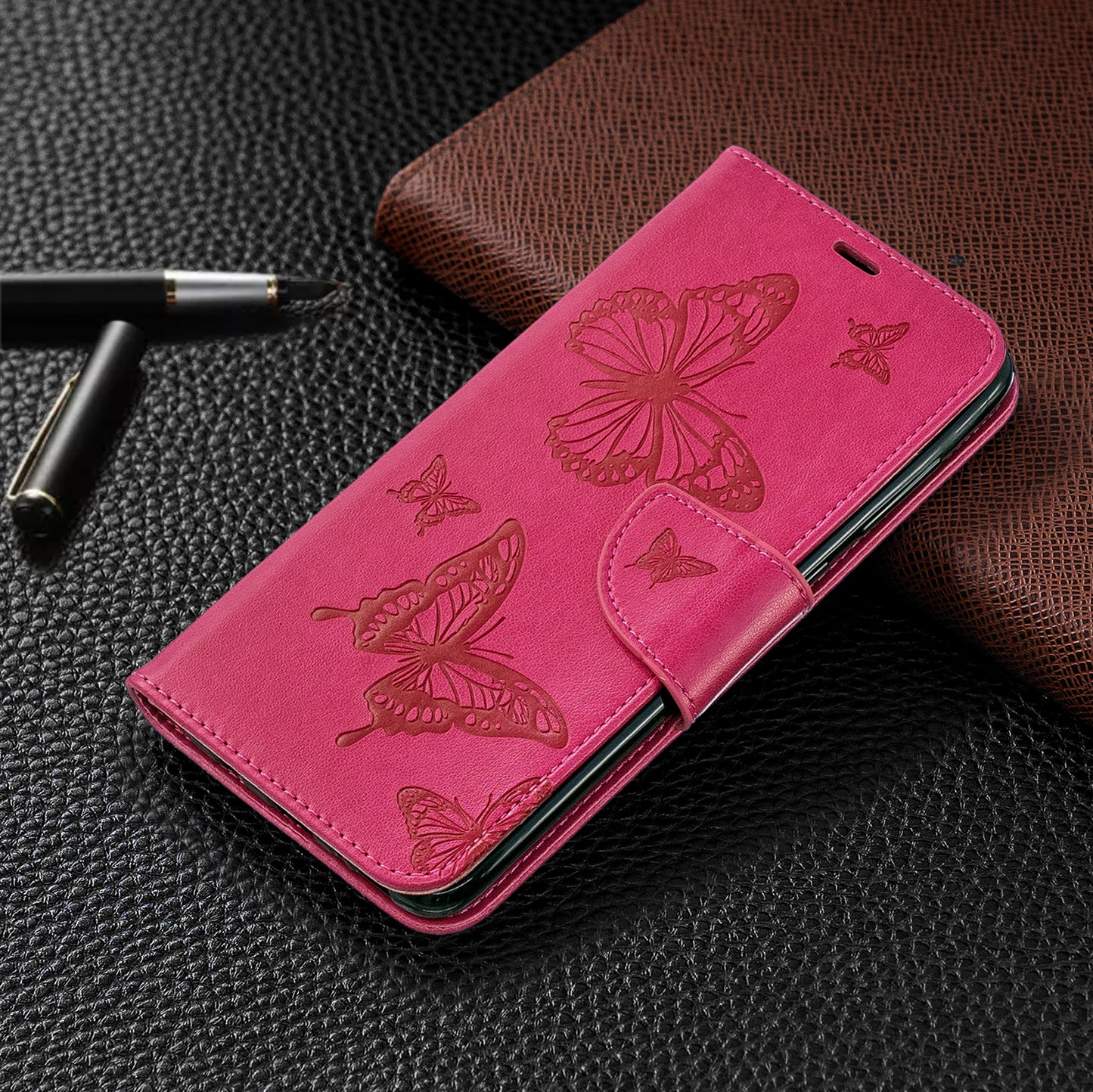 For Samsung Galaxy A70 PU Leather Imprint Butterflies Phone Case Butterflies Phone Case
