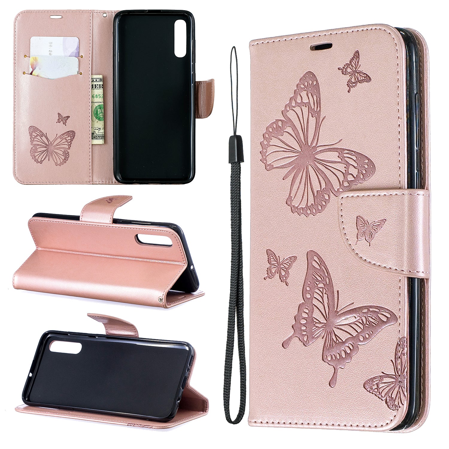 For Samsung Galaxy A70 PU Leather Imprint Butterflies Phone Case Butterflies Phone Case