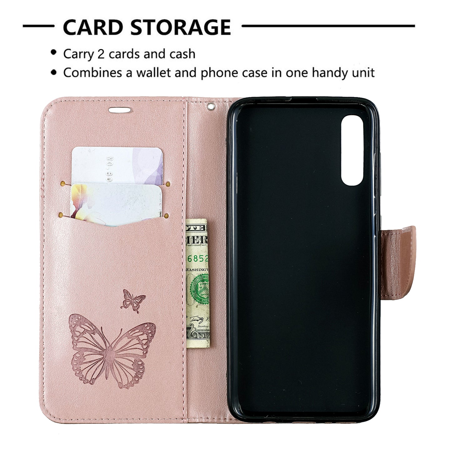 For Samsung Galaxy A70 PU Leather Imprint Butterflies Phone Case Butterflies Phone Case