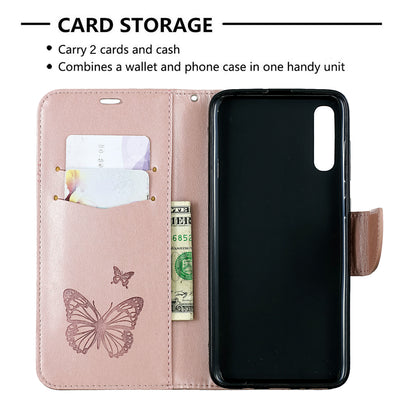 For Samsung Galaxy A70 PU Leather Imprint Butterflies Phone Case Butterflies Phone Case