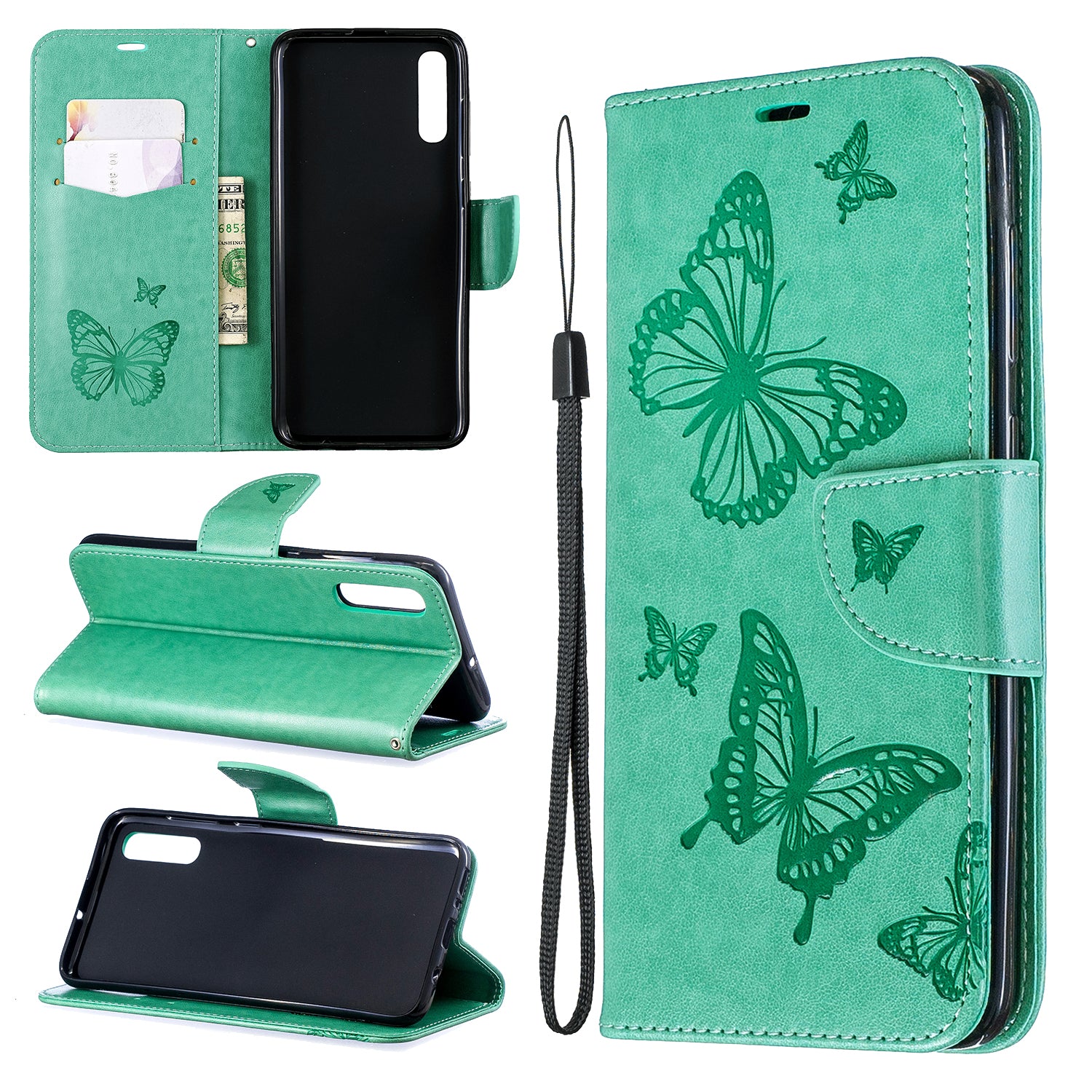 For Samsung Galaxy A70 PU Leather Imprint Butterflies Phone Case Butterflies Phone Case