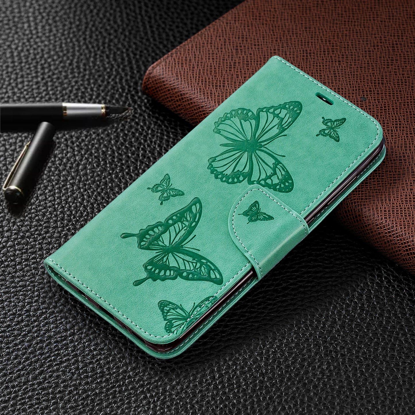For Samsung Galaxy A70 PU Leather Imprint Butterflies Phone Case Butterflies Phone Case