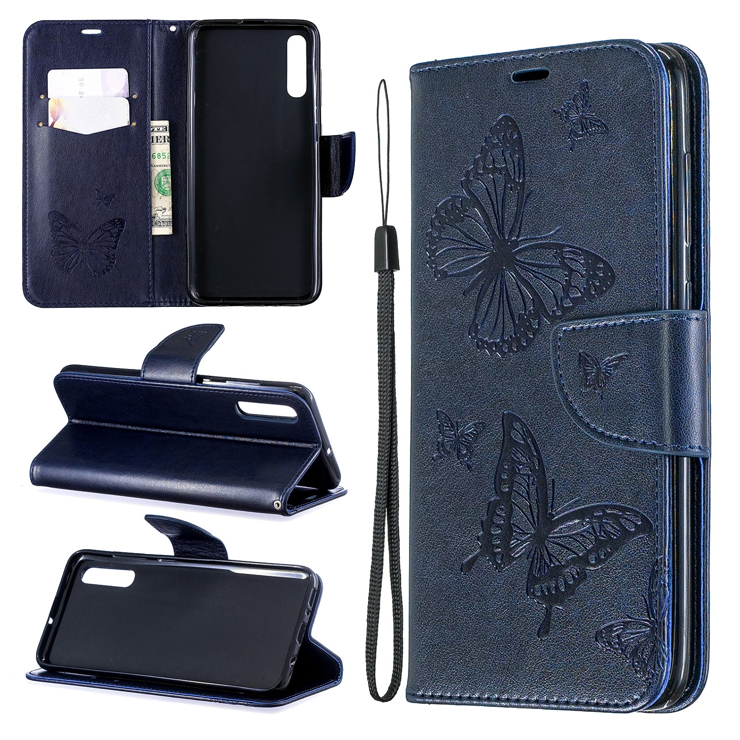 For Samsung Galaxy A70 PU Leather Imprint Butterflies Phone Case Butterflies Phone Case