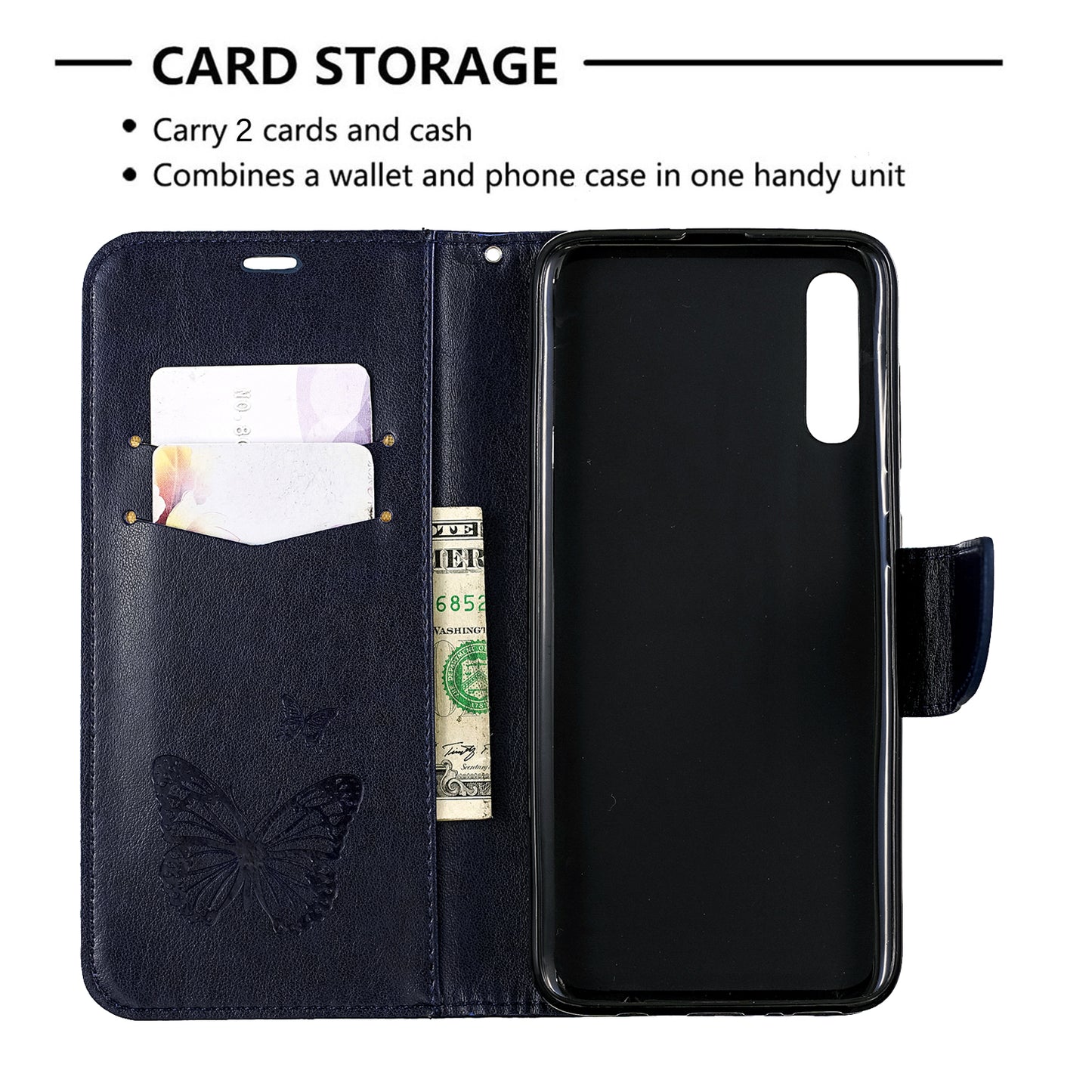For Samsung Galaxy A70 PU Leather Imprint Butterflies Phone Case Butterflies Phone Case