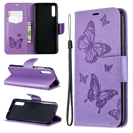 For Samsung Galaxy A70 PU Leather Imprint Butterflies Phone Case Butterflies Phone Case