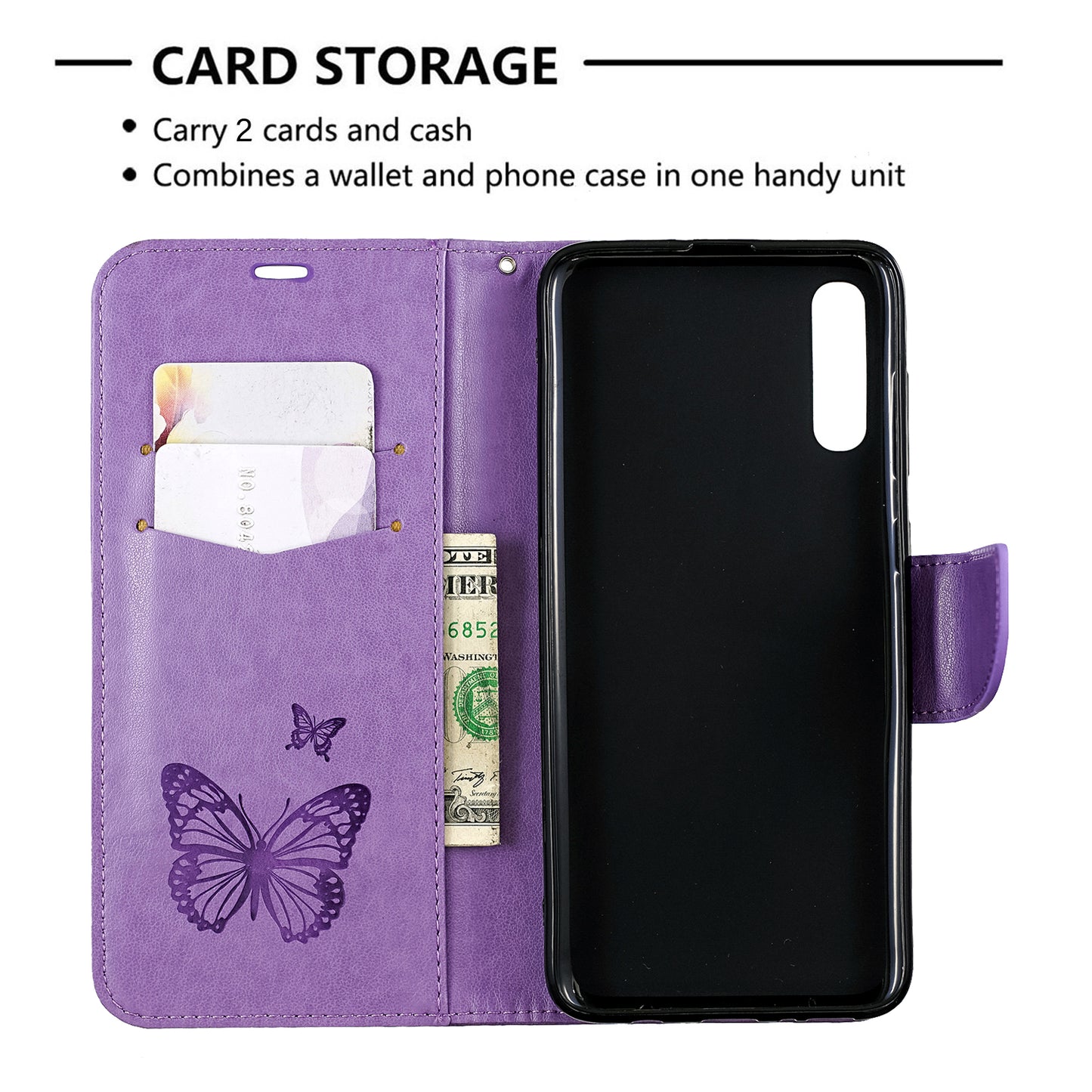 For Samsung Galaxy A70 PU Leather Imprint Butterflies Phone Case Butterflies Phone Case