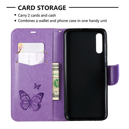For Samsung Galaxy A70 PU Leather Imprint Butterflies Phone Case Butterflies Phone Case