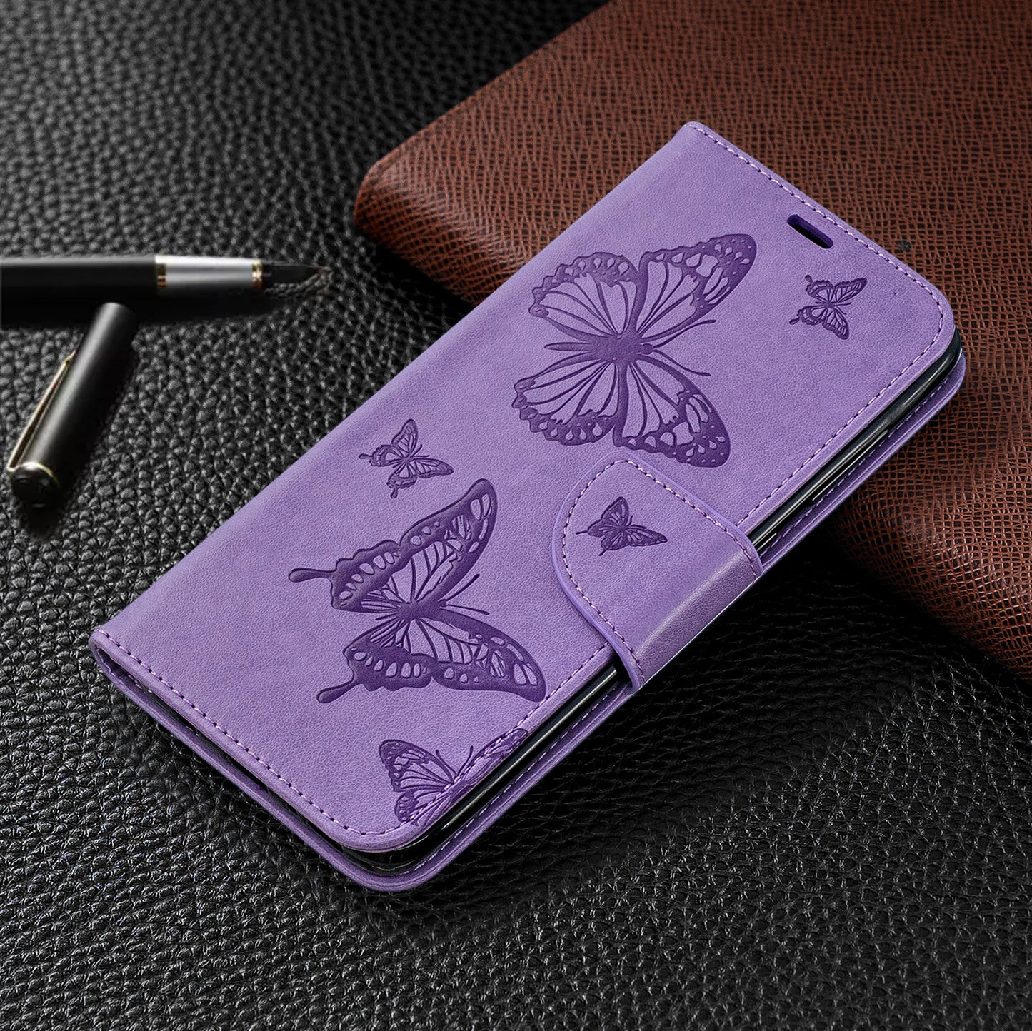 For Samsung Galaxy A70 PU Leather Imprint Butterflies Phone Case Butterflies Phone Case
