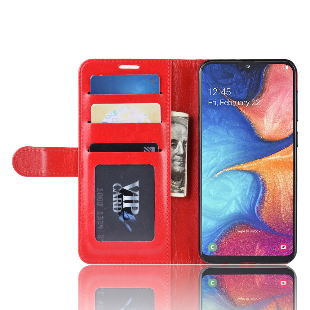 Crazy Horse PU Leather Stand Wallet Flip Case for Samsung Galaxy A20e