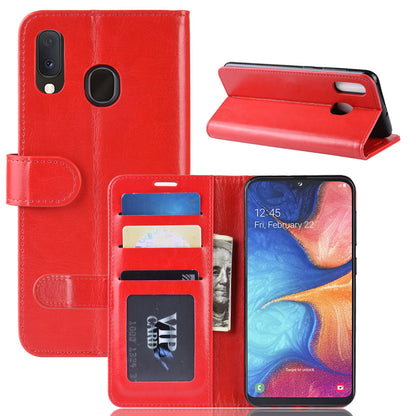 Crazy Horse PU Leather Stand Wallet Flip Case for Samsung Galaxy A20e