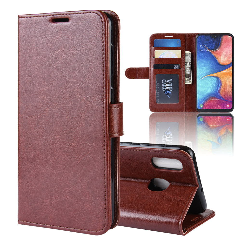 Crazy Horse PU Leather Stand Wallet Flip Case for Samsung Galaxy A20e
