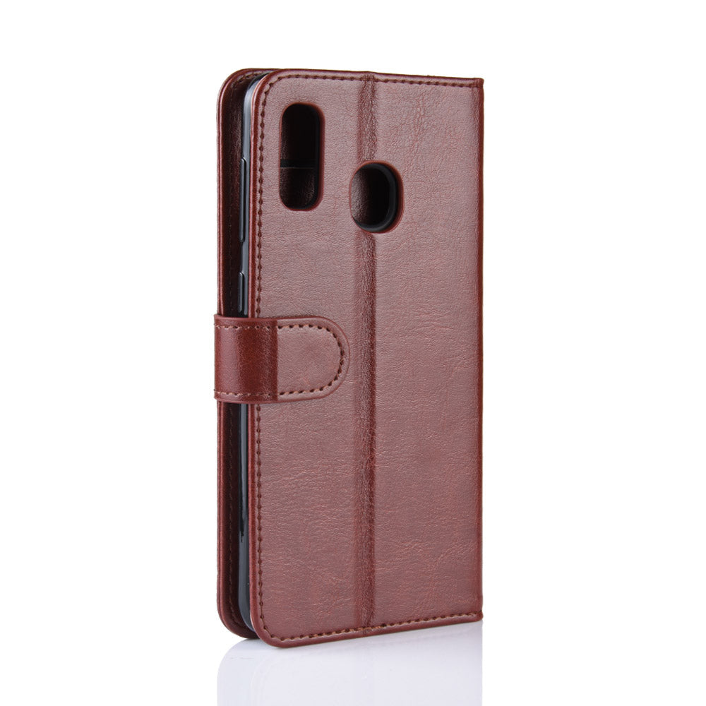Crazy Horse PU Leather Stand Wallet Flip Case for Samsung Galaxy A20e