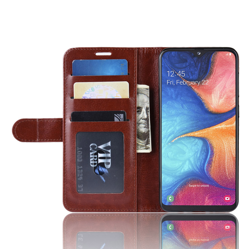Crazy Horse PU Leather Stand Wallet Flip Case for Samsung Galaxy A20e