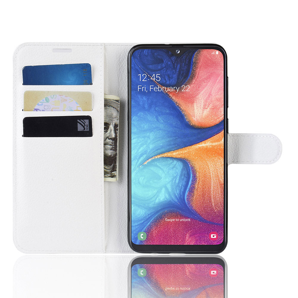 Litchi Texture Wallet Stand Leather Protective Phone Casing for Samsung Galaxy A20e