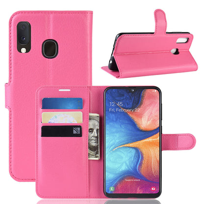 Litchi Texture Wallet Stand Leather Protective Phone Casing for Samsung Galaxy A20e
