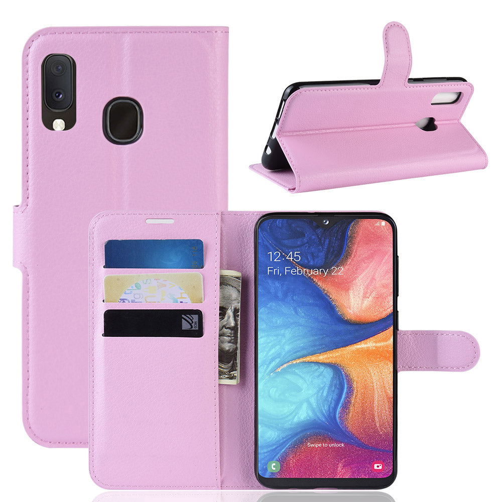 Litchi Texture Wallet Stand Leather Protective Phone Casing for Samsung Galaxy A20e