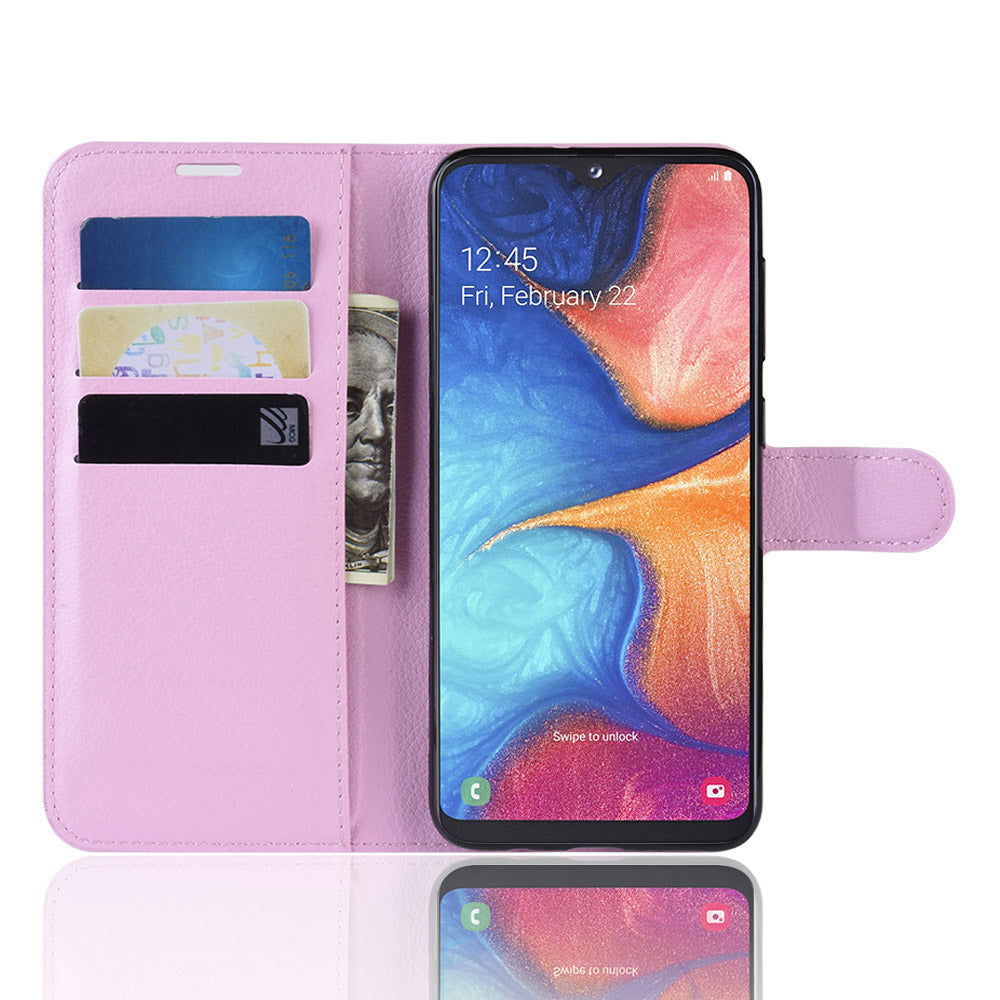 Litchi Texture Wallet Stand Leather Protective Phone Casing for Samsung Galaxy A20e