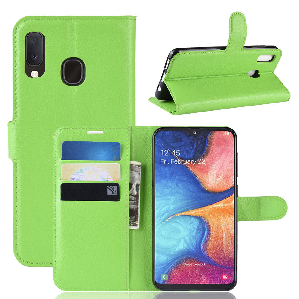 Litchi Texture Wallet Stand Leather Protective Phone Casing for Samsung Galaxy A20e