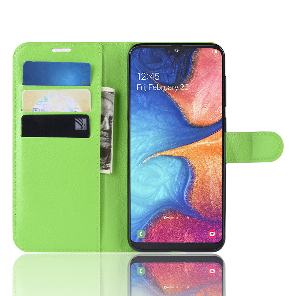 Litchi Texture Wallet Stand Leather Protective Phone Casing for Samsung Galaxy A20e