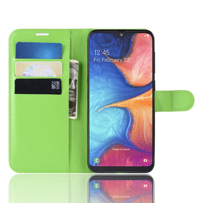 Litchi Texture Wallet Stand Leather Protective Phone Casing for Samsung Galaxy A20e