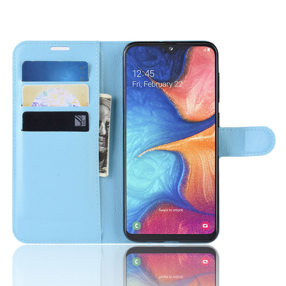 Litchi Texture Wallet Stand Leather Protective Phone Casing for Samsung Galaxy A20e