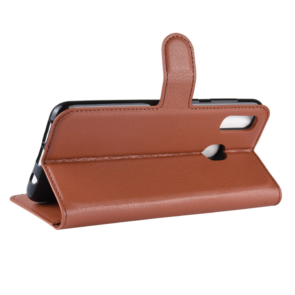 Litchi Texture Wallet Stand Leather Protective Phone Casing for Samsung Galaxy A20e