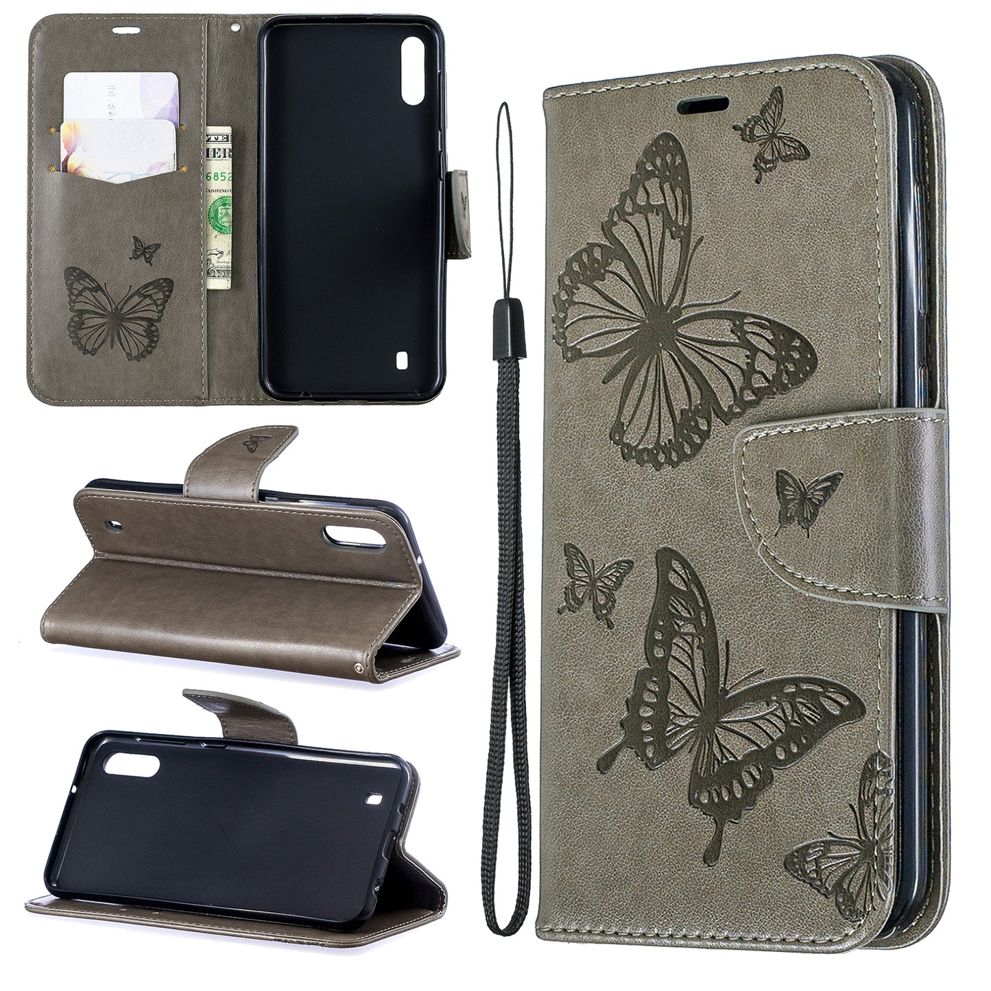 Imprint Butterfly Leather Wallet Case for Samsung Galaxy A10/M10