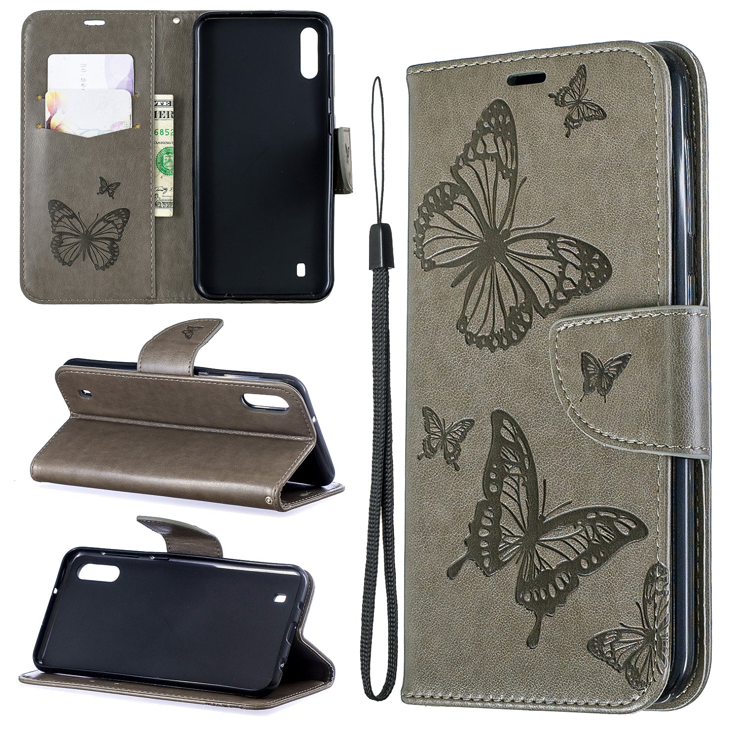 Imprint Butterfly Leather Wallet Case for Samsung Galaxy A10/M10