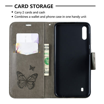 Imprint Butterfly Leather Wallet Case for Samsung Galaxy A10/M10